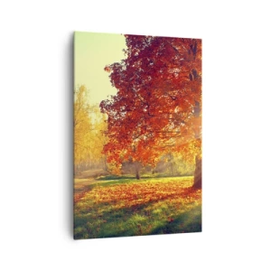 Bild auf Leinwand - Leinwandbild - Herbstpark im Sonnenlicht - 70x100cm - Unhöflich ist schön - Moderne Wanddekoration für Wohnzimmer und Schlafzimmer ARTTOR