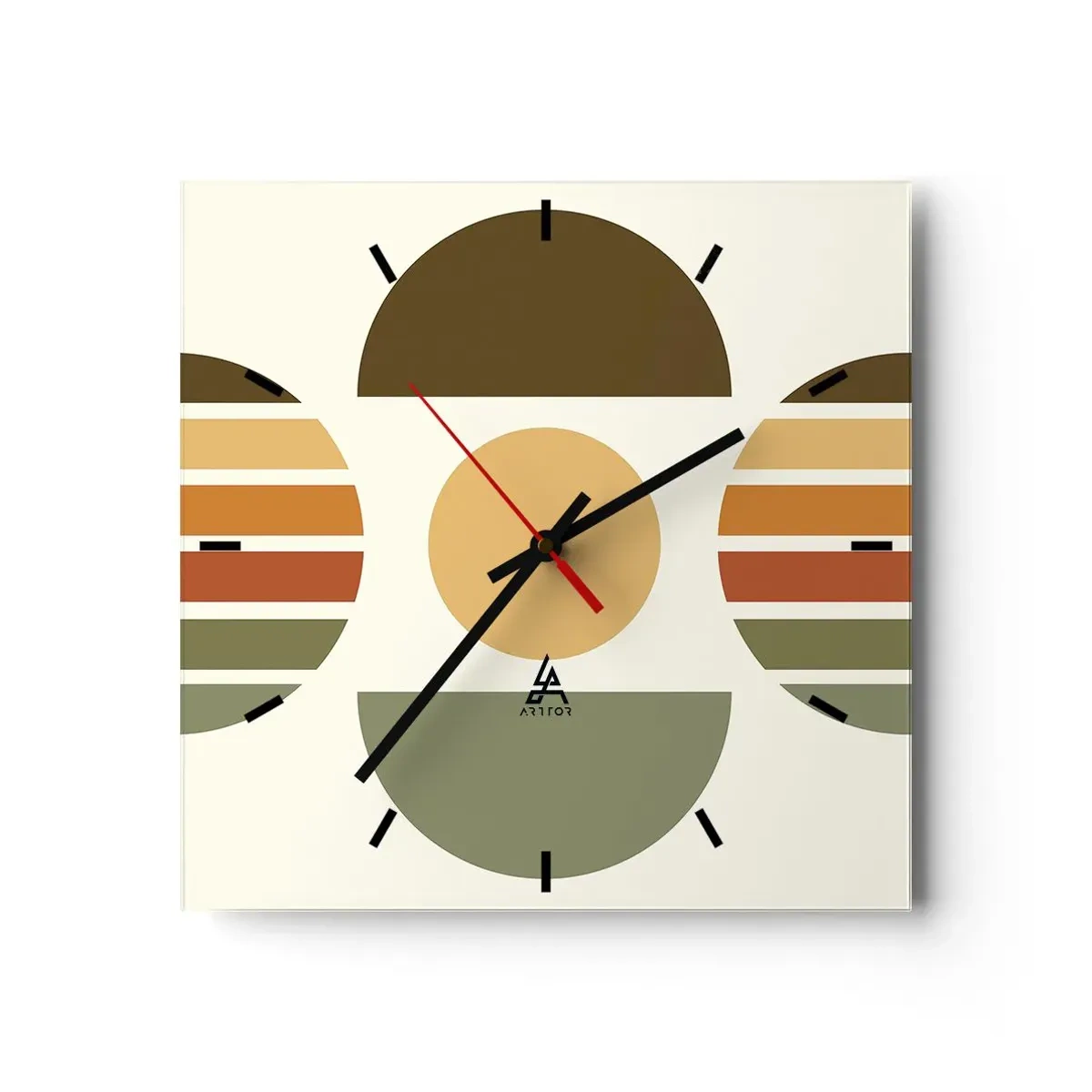 Wanduhr - Glasuhr - In Erdtönen - 40x40 cm