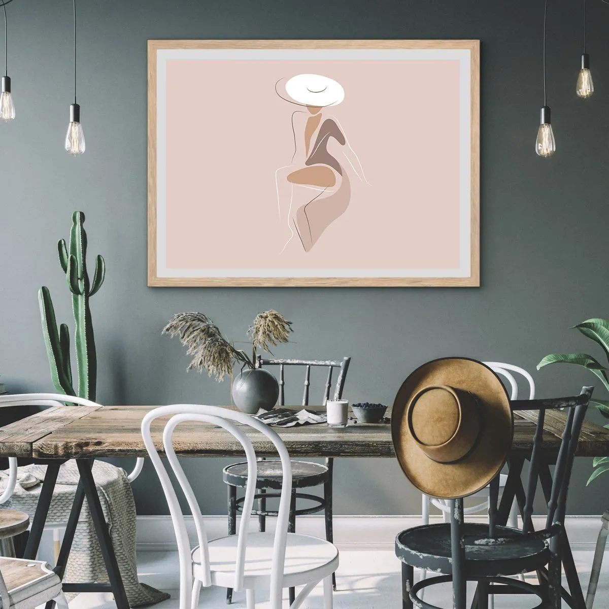 Poster in einem Rahmen aus heller Eiche - Eine Dame sein - 50x40 cm