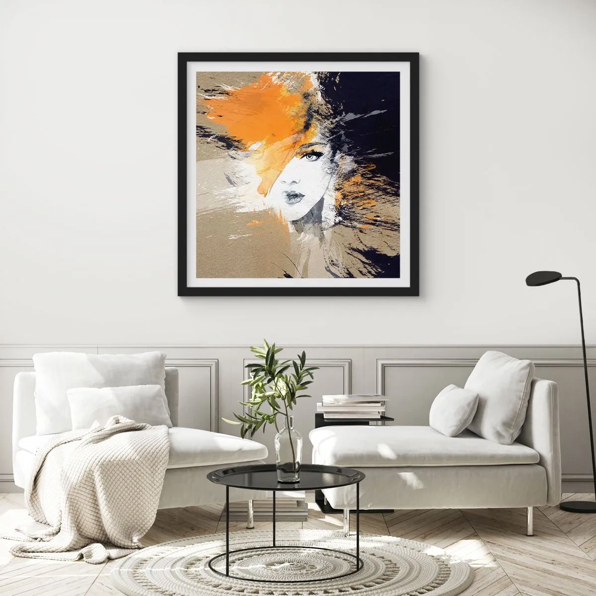 Poster in einem schwarzem Rahmen - Und es ist Licht - 40x40 cm