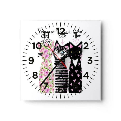Wanduhr - Glasuhr - Es waren drei Katzen - 30x30 cm