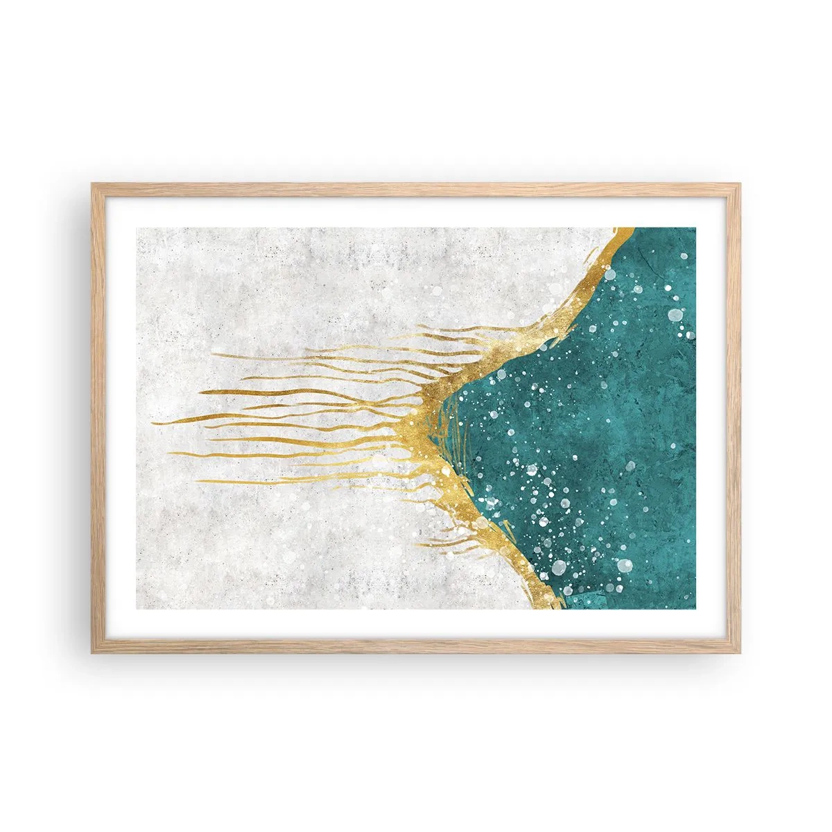 Poster in einem Rahmen aus heller Eiche - Goldene Flut - 70x50 cm