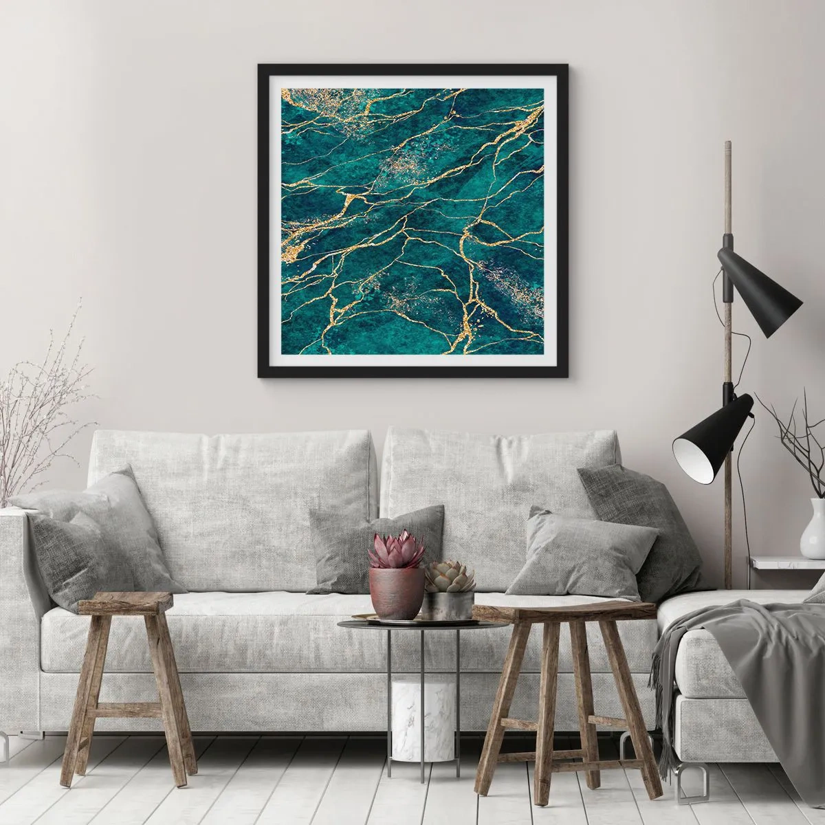 Poster in einem schwarzem Rahmen - Goldmine - 50x50 cm