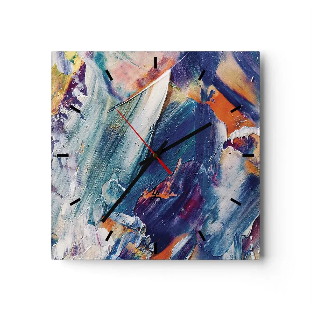 Wanduhr - Glasuhr - Bunte Abstraktion mit Acrylfarbe Textur - 30x30cm - Farbverwirrung - Moderne Wanddekoration für Wohnzimmer und Schlafzimmer ARTTOR