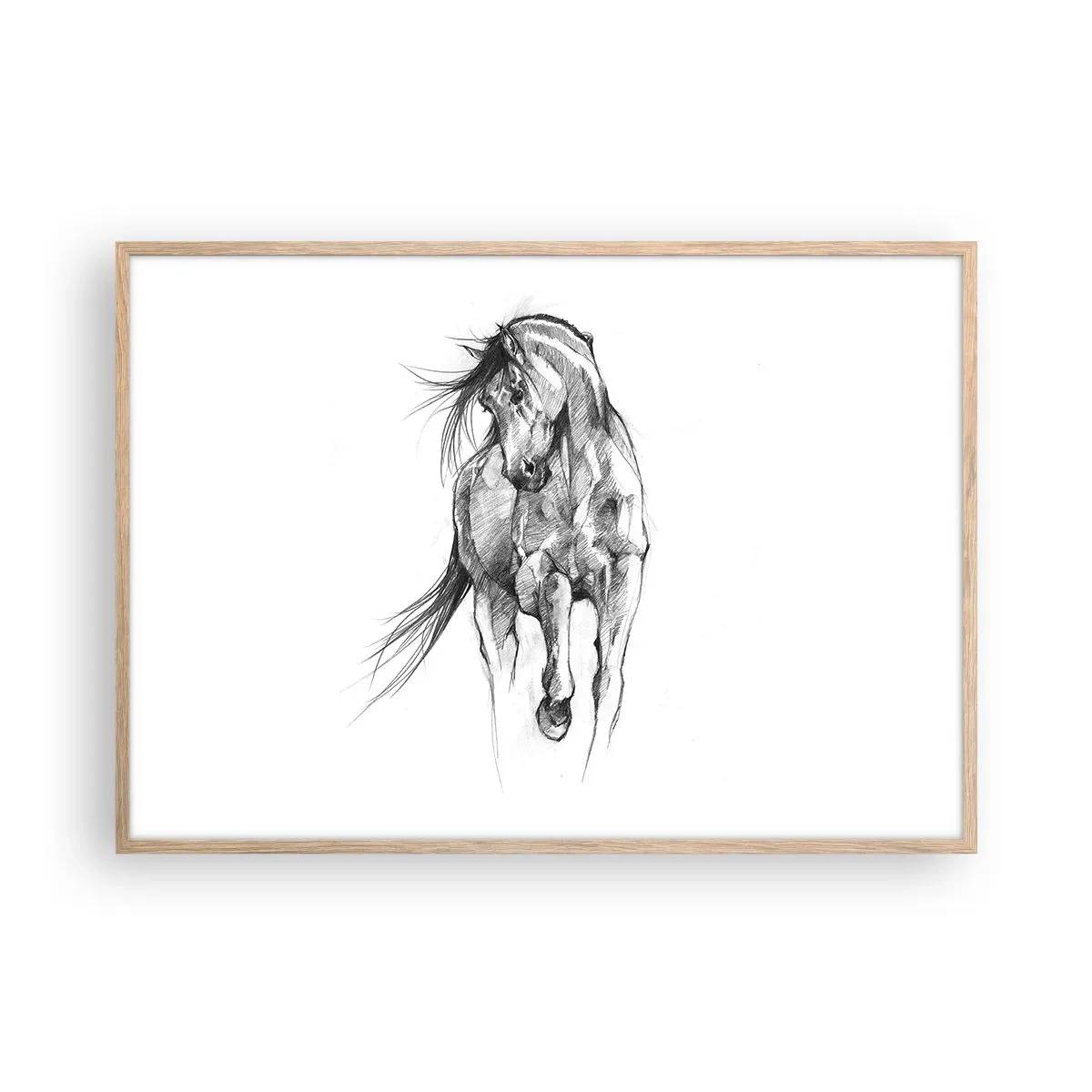 Poster in einem Rahmen aus heller Eiche - Im anmutigen Trab - 100x70 cm