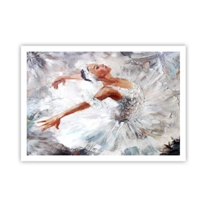 Poster - Eine Ballerina in einem weißen Kleid tanzt - 100x70cm - Zart und leicht wie Tüll - Moderne Wanddekoration für Wohnzimmer und Schlafzimmer ARTTOR