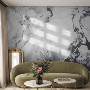 Fototapete Premium Canvas - Monochromes abstraktes Muster mit Marmoreffekt - 100x70cm - Das Innere der Erde - Moderne Wanddekoration für Wohnzimmer und Schlafzimmer ARTTOR