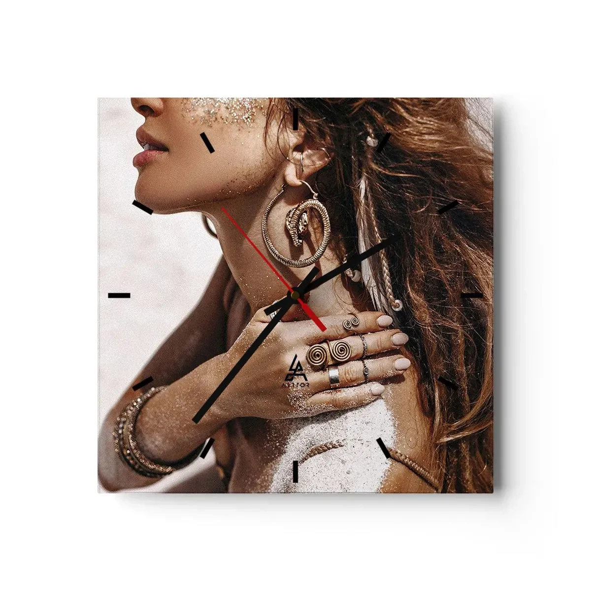 Wanduhr - Glasuhr - Königin des wilden Strandes - 40x40 cm