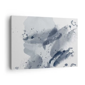 Bild auf Leinwand - Leinwandbild - Abstrakte Flecken in Blautönen auf hellem Hintergrund - 70x50cm - Eine Studie über die Natur des Wassers - Moderne Wanddekoration für Wohnzimmer und Schlafzimmer ARTTOR