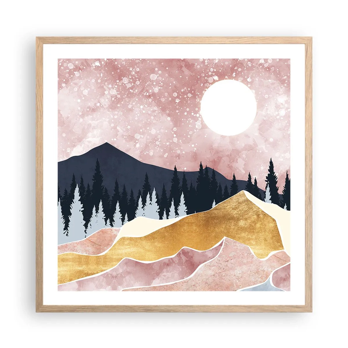 Poster in einem Rahmen aus heller Eiche - Nachtwache - 60x60 cm