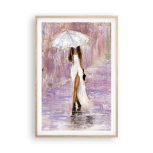 Poster in einem Rahmen aus heller Eiche - Im lila Regen - 61x91 cm