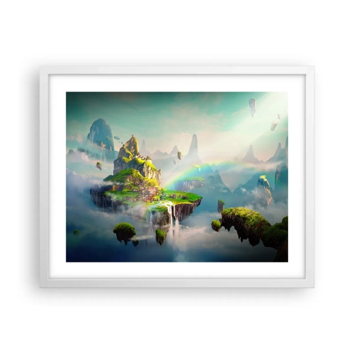 Poster in einem weißen Rahmen - Mitten am Himmel - glückliche Inseln - 50x40 cm