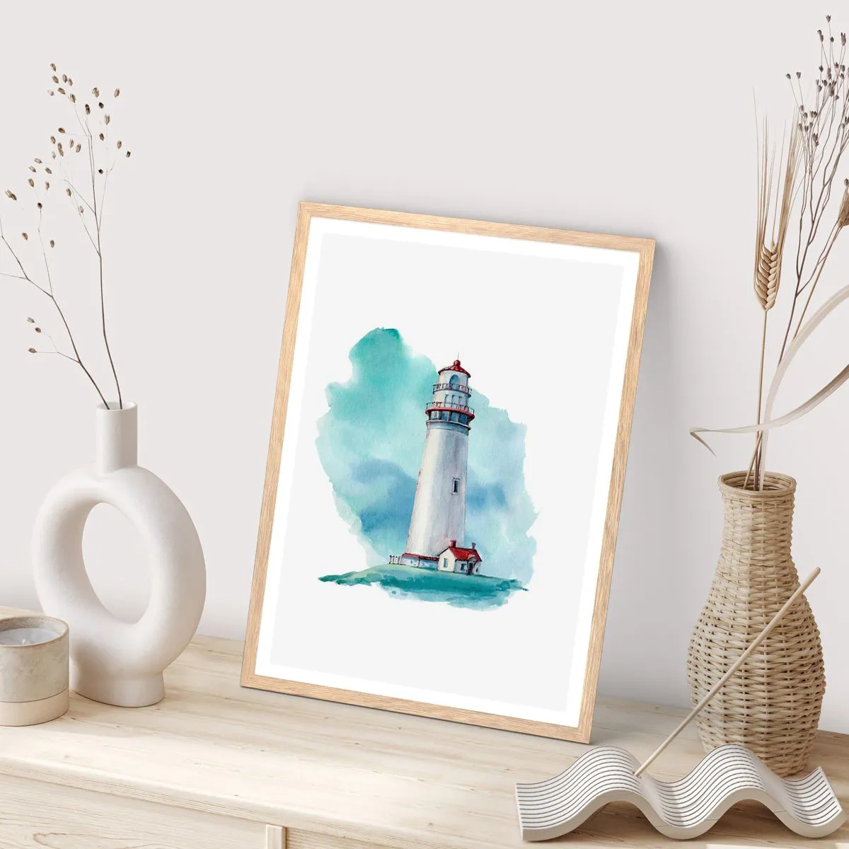 Poster in einem Rahmen aus heller Eiche - Sanfte Schwester vom Blau - 50x70 cm