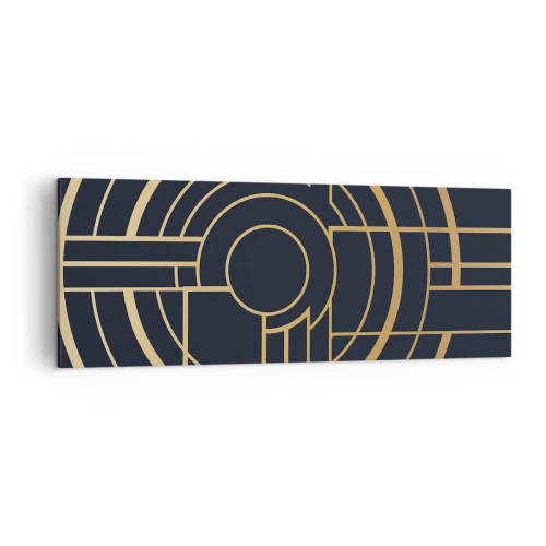 Bild auf Leinwand - Leinwandbild - Geometrisches Muster mit goldenen Linien - 140x50cm - Wendungen der Dinge - Moderne Wanddekoration für Wohnzimmer und Schlafzimmer ARTTOR