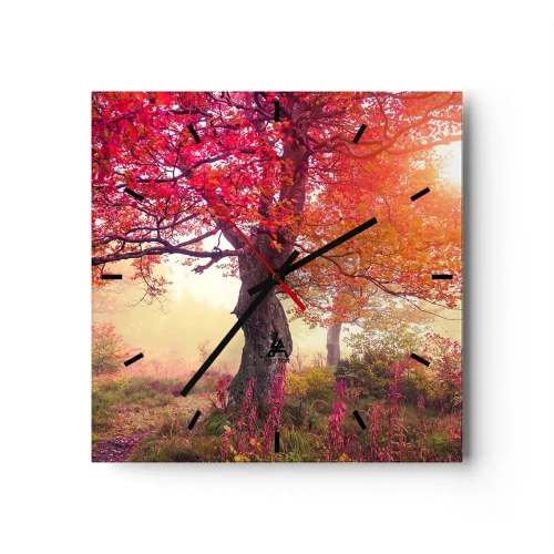 Wanduhr - Glasuhr - Herbstlandschaft mit Bäumen in intensiven Farben - 30x30cm - Blühende Raserei - Moderne Wanddekoration für Wohnzimmer und Schlafzimmer ARTTOR