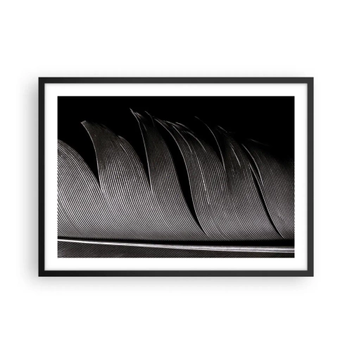 Poster in einem schwarzem Rahmen - Schwarz-weiße Federstruktur im minimalistischen Stil - 70x50cm - Stift – ein wunderbares Design - Moderne Wanddekoration für Wohnzimmer und Schlafzimmer ARTTOR