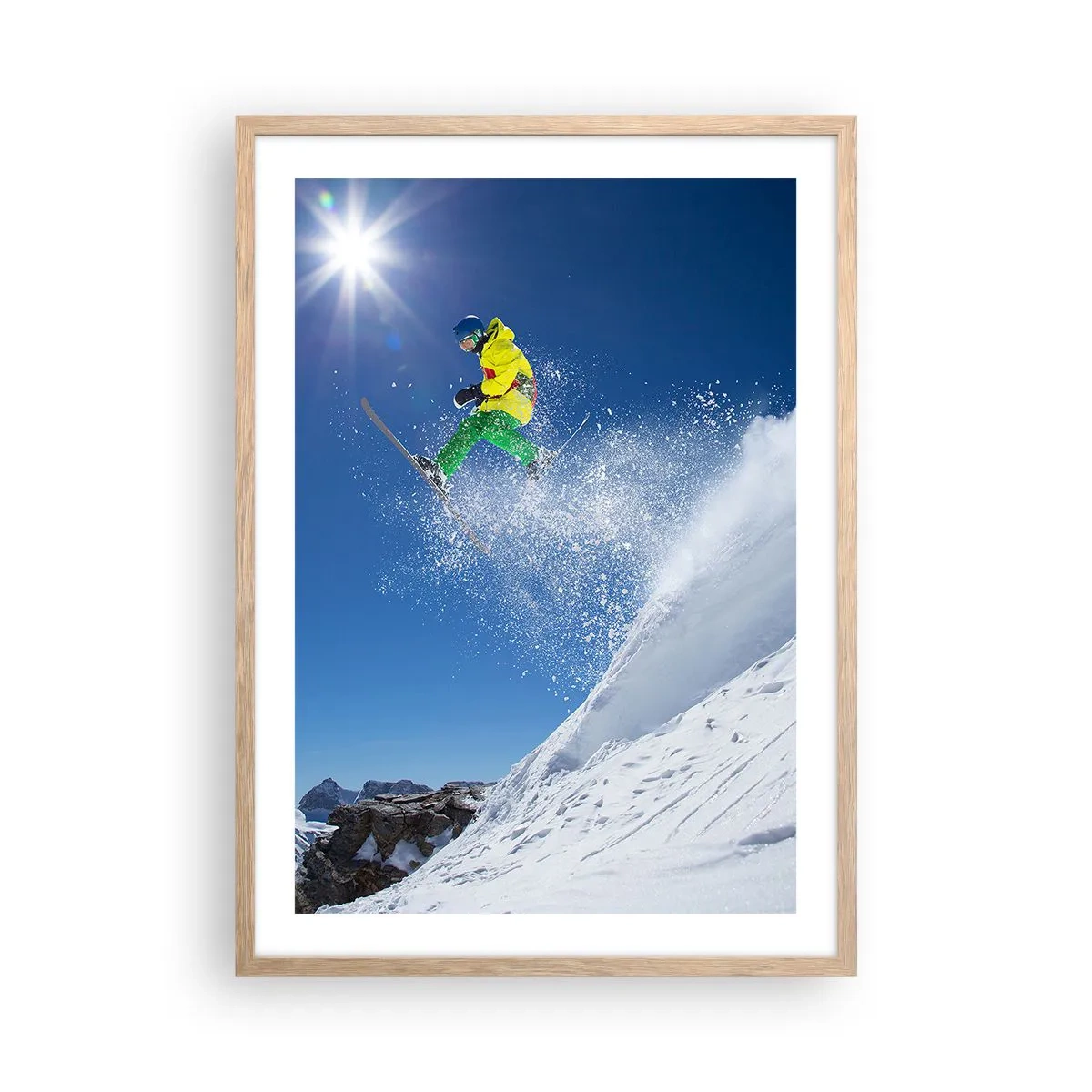 Poster in einem Rahmen aus heller Eiche - Tanzen mit den Bergen - 50x70 cm