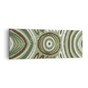 Bild auf Leinwand - Leinwandbild - Abstrakte Muster in Grün- und Brauntönen - 140x50cm - Explosion von Emotionen - Moderne Wanddekoration für Wohnzimmer und Schlafzimmer ARTTOR