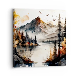 Bild auf Leinwand - Leinwandbild - Goldener Herbst in den Bergen - 30x30 cm