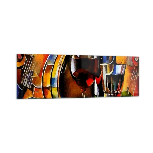Glasbild - Bild auf glas - Abstraktes Stillleben mit Gläsern und Instrumenten - 160x50cm - Und die Welt nimmt Farben an - Moderne Wanddekoration für Wohnzimmer und Schlafzimmer ARTTOR
