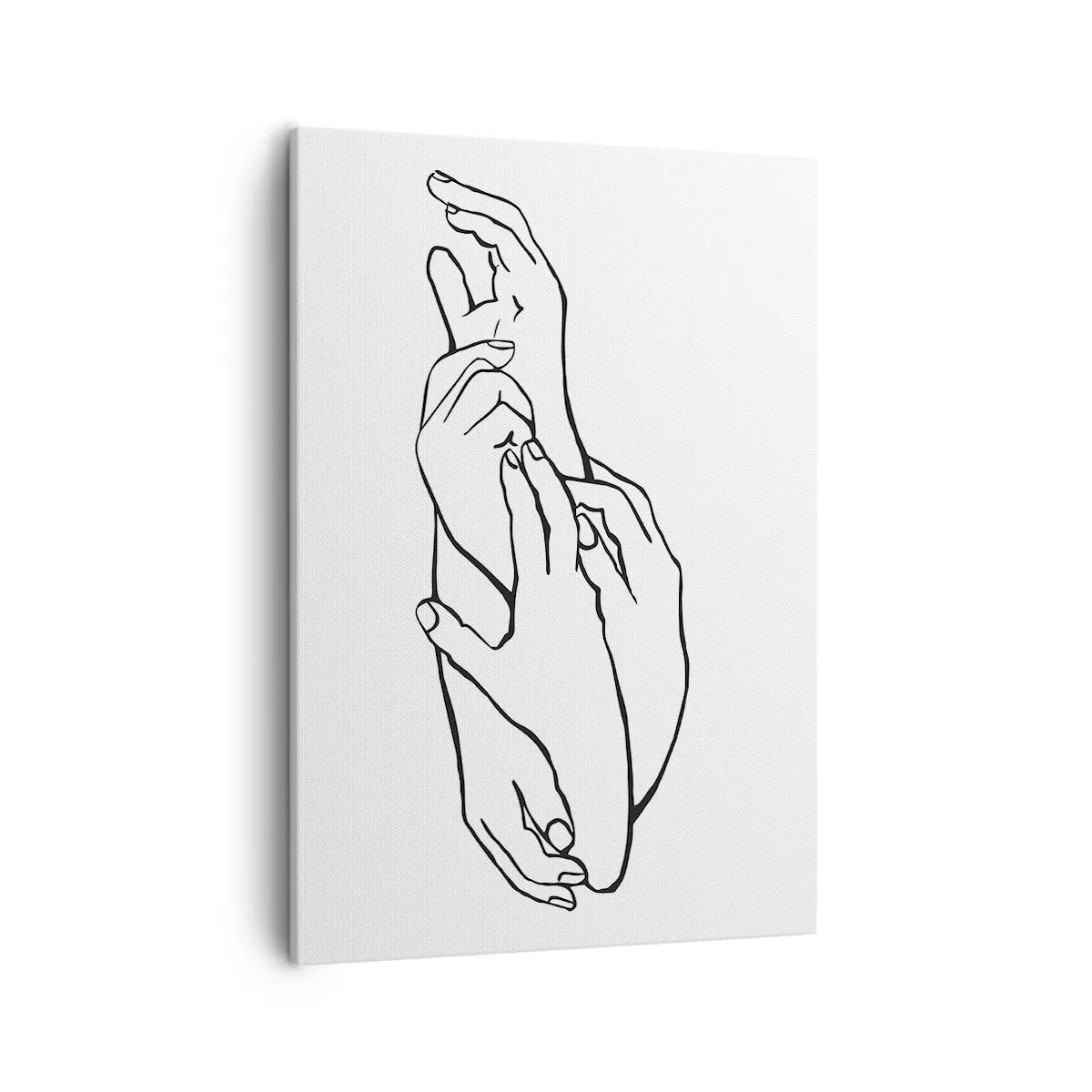 Bild auf Leinwand - Leinwandbild - Eine minimalistische Skizze von Händen, die in einer zarten Geste gefaltet sind. - 50x70cm - Gute Geste - Moderne Wanddekoration für Wohnzimmer und Schlafzimmer ARTTOR