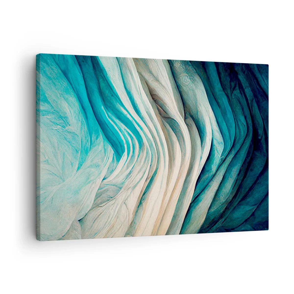 Bild auf Leinwand - Leinwandbild - Dynamische Wellen in Blau- und Weißtönen - 70x50cm - Blaue Unersättlichkeit - Moderne Wanddekoration für Wohnzimmer und Schlafzimmer ARTTOR