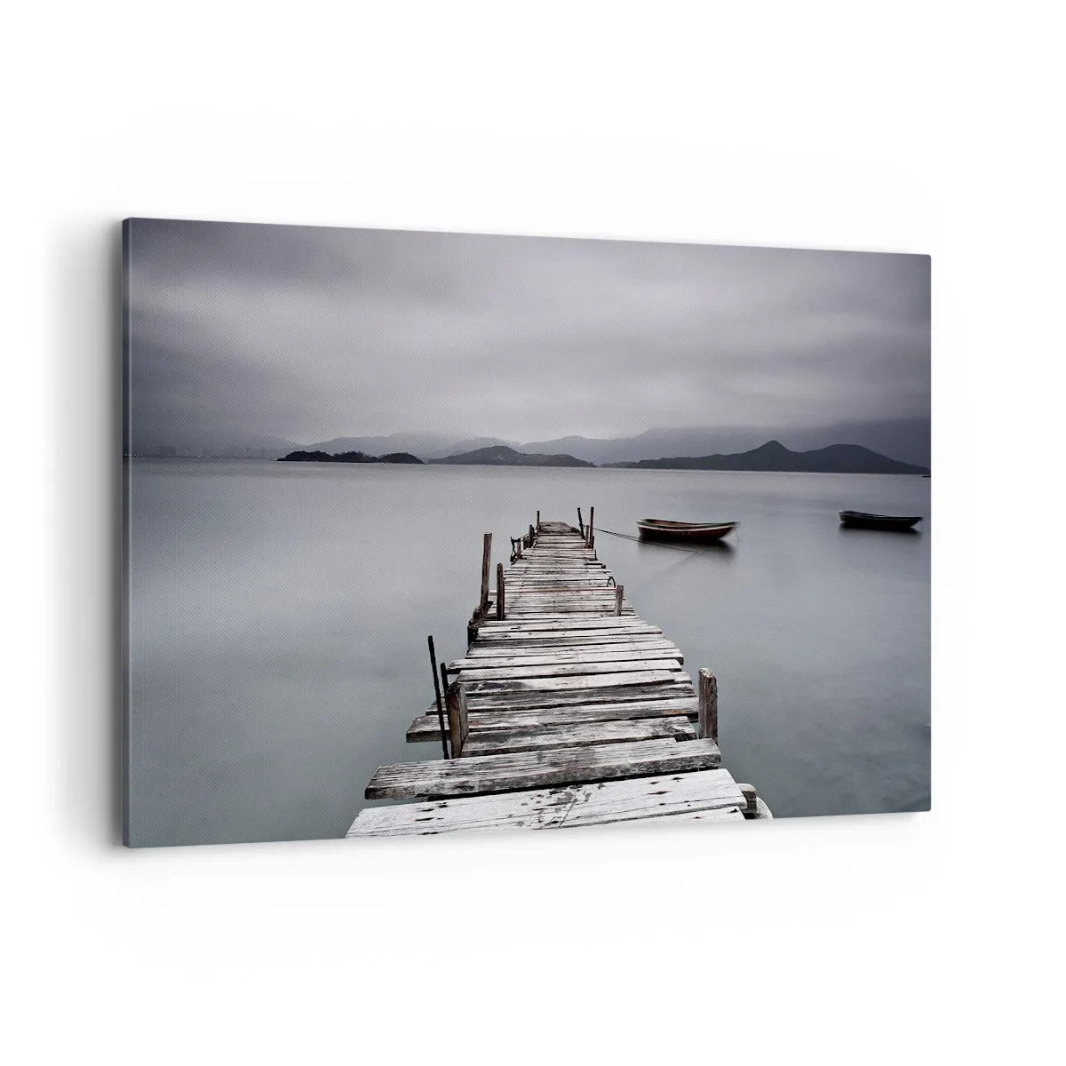 Bild auf Leinwand - Leinwandbild - Eine Holzbrücke, die zur ruhigen Oberfläche des Sees führt - 120x80cm - Du kannst morgen gehen - Moderne Wanddekoration für Wohnzimmer und Schlafzimmer ARTTOR