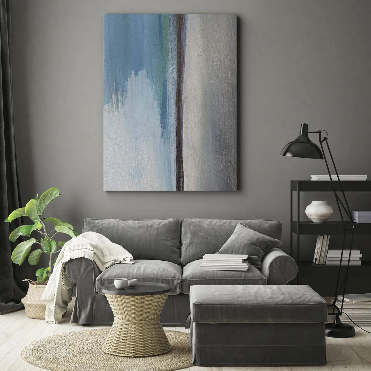 Bild auf Leinwand - Leinwandbild - Eine minimalistische Landschaft mit Wasserlinie und Horizont - 50x70cm - Horizontale Landschaft - Moderne Wanddekoration für Wohnzimmer und Schlafzimmer ARTTOR