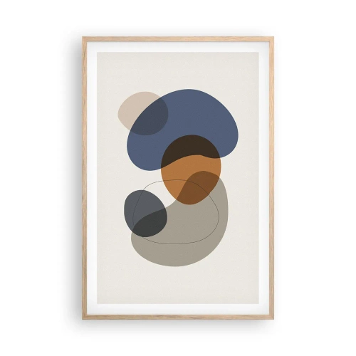 Poster in einem Rahmen aus heller Eiche - Farbtropfen - 61x91 cm