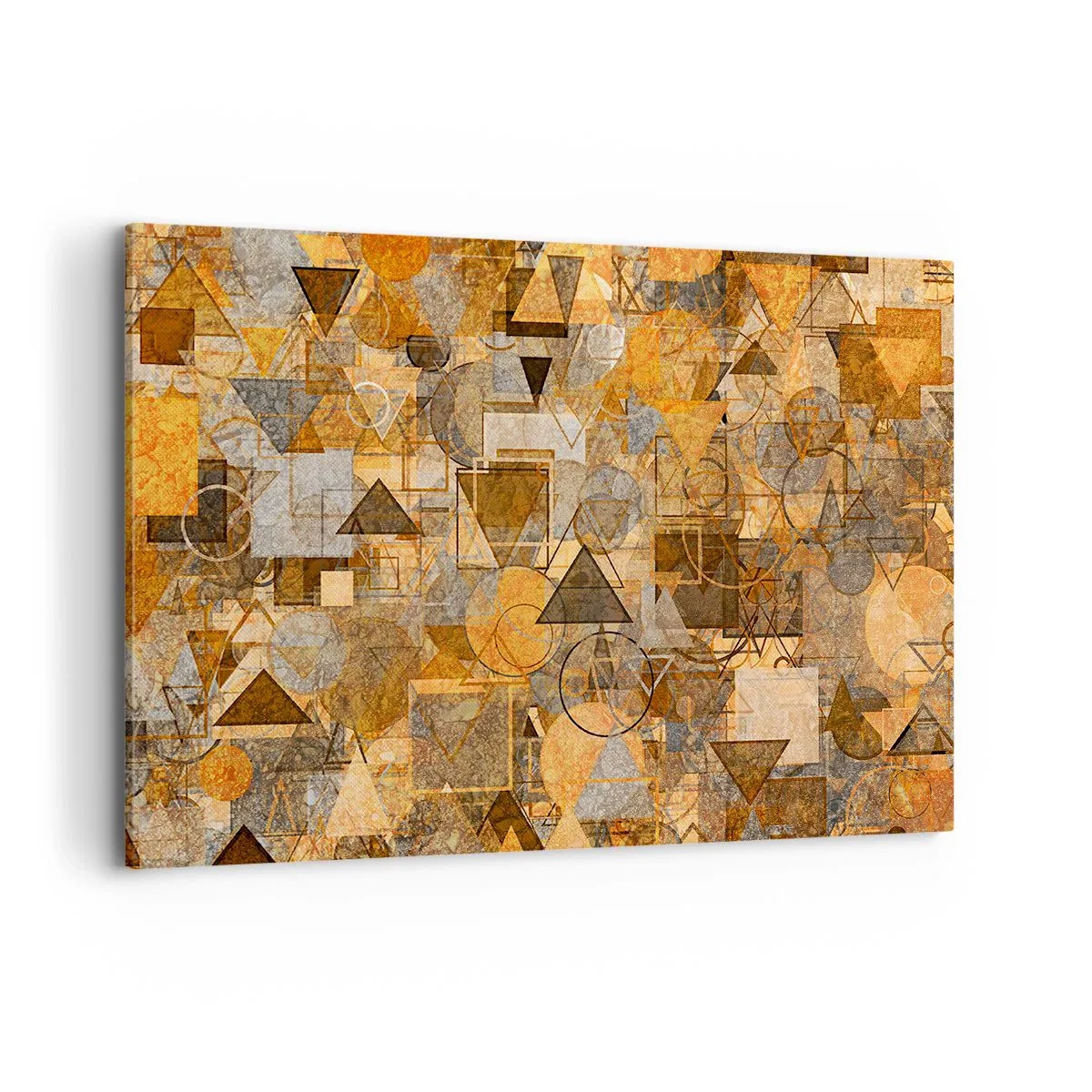 Bild auf Leinwand - Leinwandbild - Abstrakte geometrische Muster in Goldtönen - 120x80cm - Die Welt in Form - Moderne Wanddekoration für Wohnzimmer und Schlafzimmer ARTTOR
