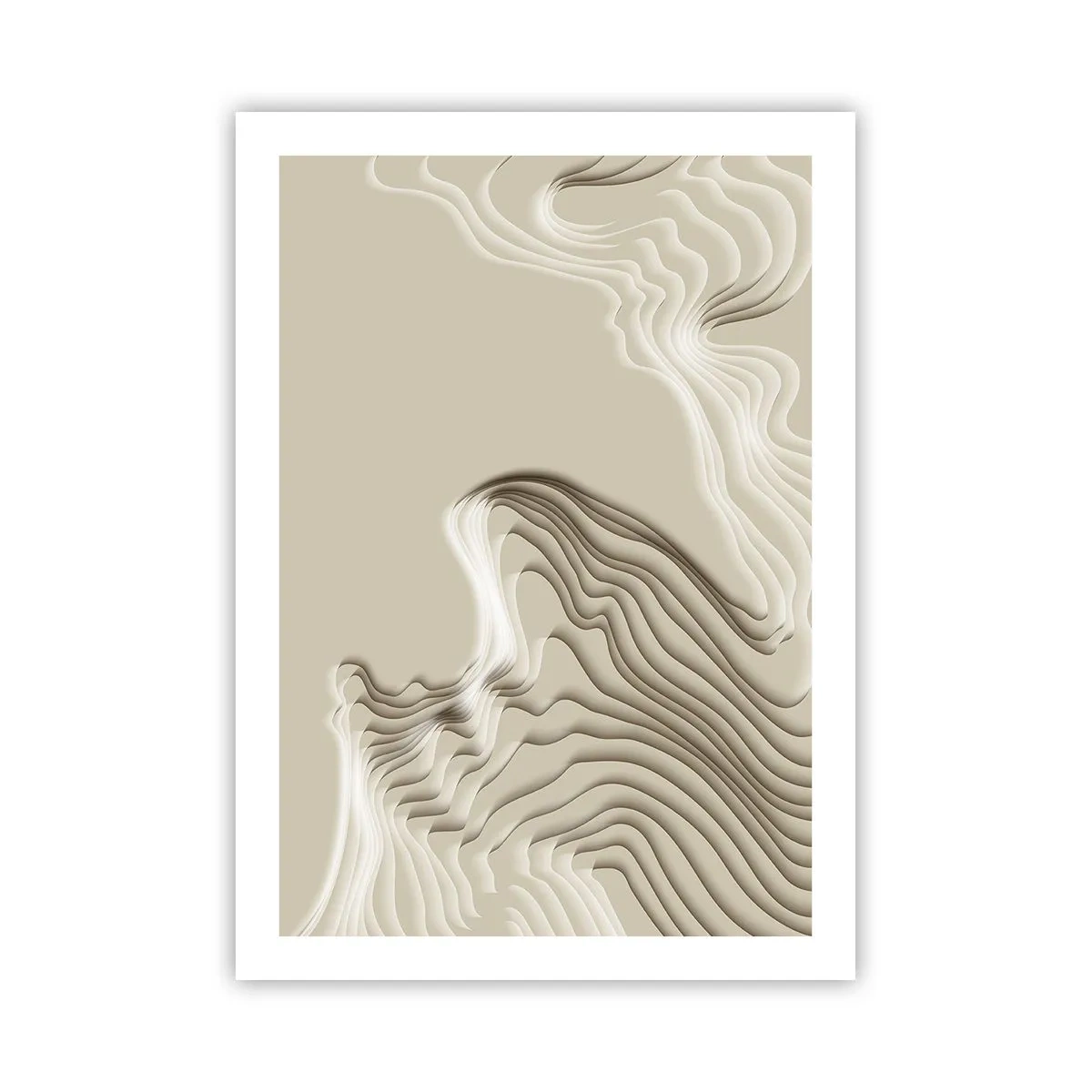 Poster - Gestufte Wellen in Beige- und Brauntönen - 50x70cm - Topographie der Kunst - Moderne Wanddekoration für Wohnzimmer und Schlafzimmer ARTTOR