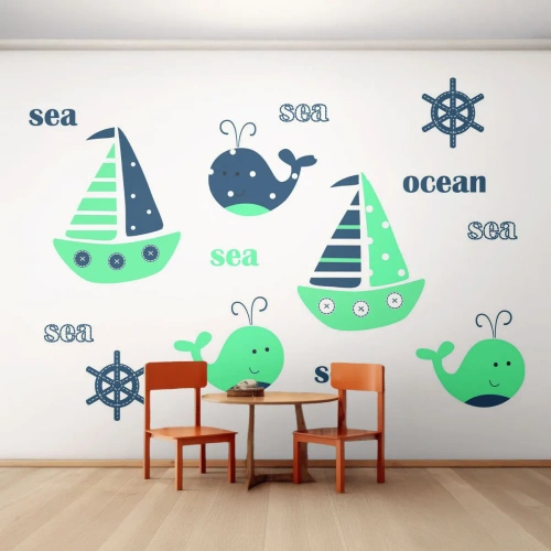 Fototapete Premium Canvas - Über die Meere und Ozeane - Für Kinder, Nautisch, Segelboot - 450x315 cm