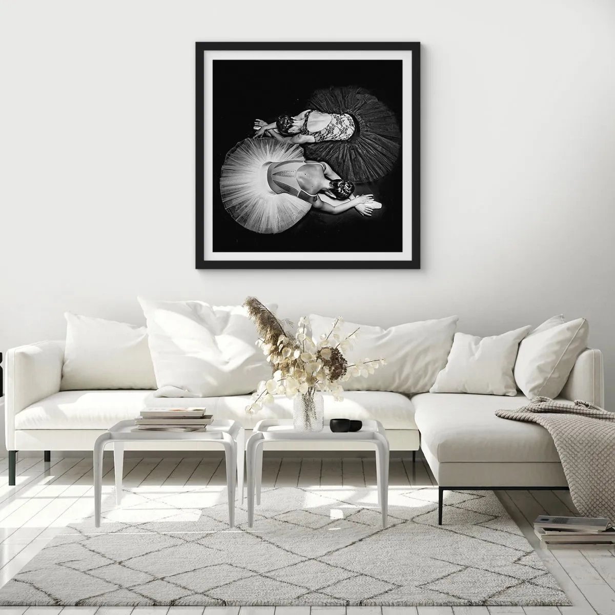Poster in einem schwarzem Rahmen - Jin und Jang – perfekte Balance - 50x50 cm