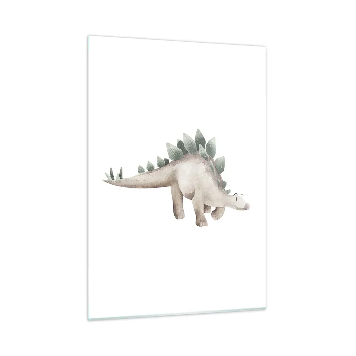 Glasbild - Bild auf glas - Ein süßer Dinosaurier in Pastellfarben auf weißem Hintergrund - 50x70cm - Euer Freund - Moderne Wanddekoration für Wohnzimmer und Schlafzimmer ARTTOR
