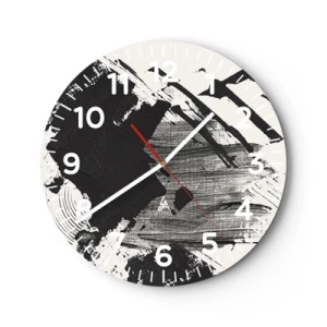 Wanduhr - Glasuhr - Abstraktion – Ausdruck von Schwarz - 30x30 cm