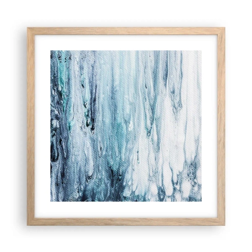 Poster in einem Rahmen aus heller Eiche - Blaue Eiszapfen - 40x40 cm