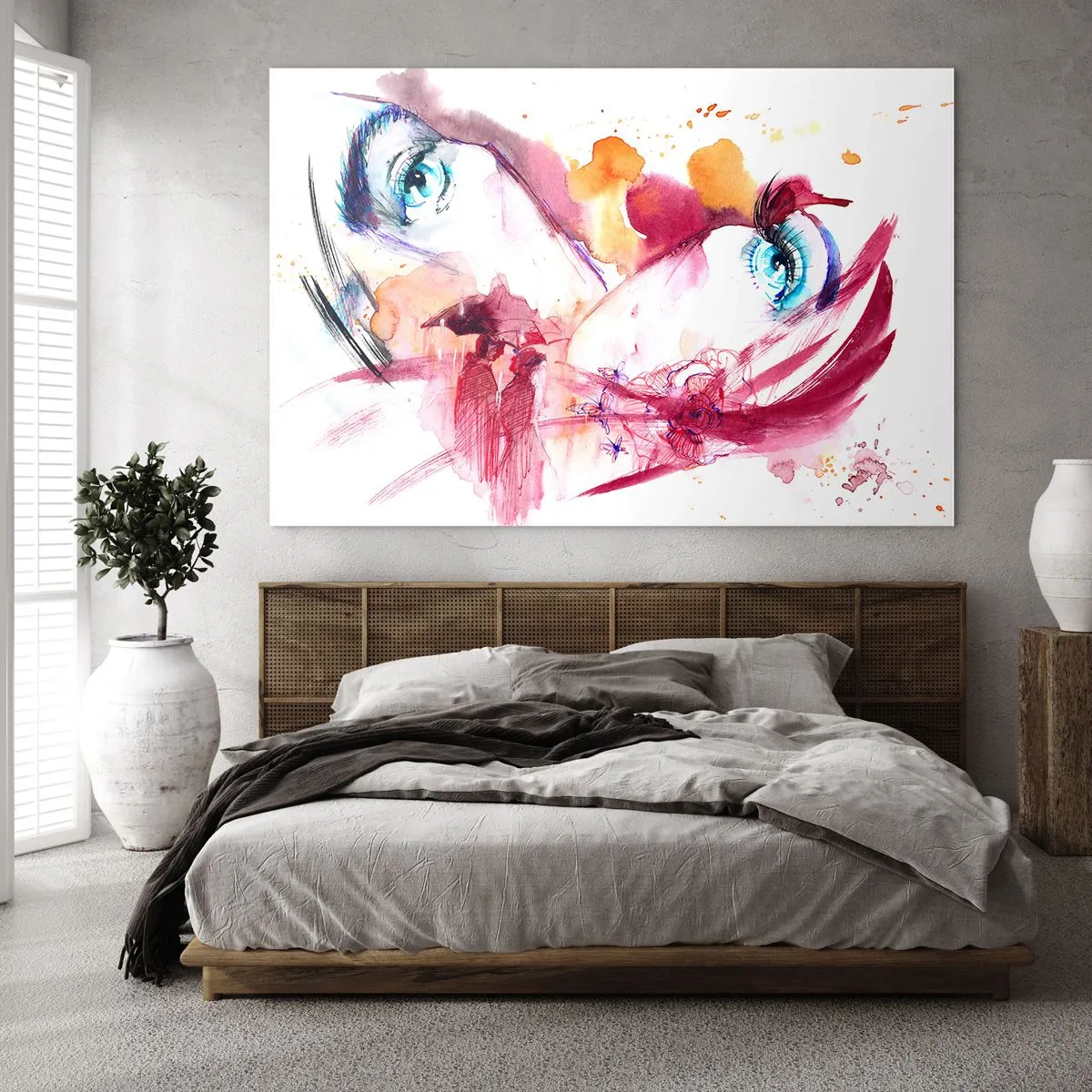 Glasbild - Bild auf glas - Abstrakter Look mit bunten Details und Figuren - 70x50cm - Die Welt gedeiht in der Nähe - Moderne Wanddekoration für Wohnzimmer und Schlafzimmer ARTTOR