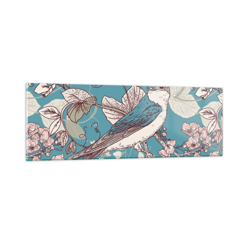 Glasbild - Bild auf glas - Im Weißholz von Rot und Silber - 90x30 cm