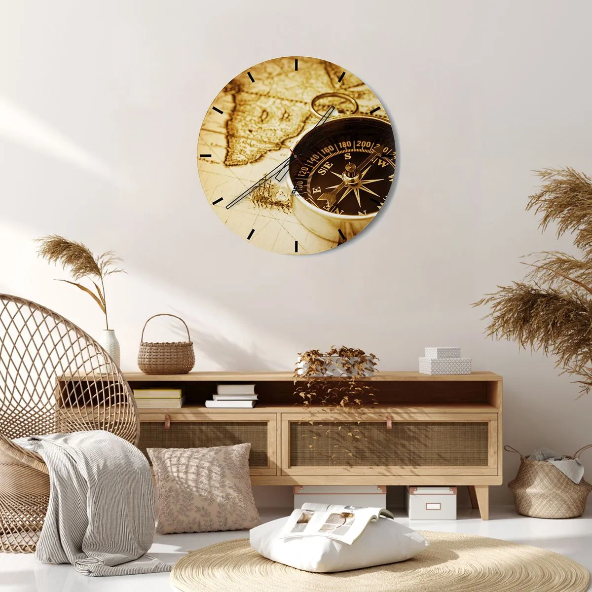 Wanduhr - Glasuhr - Ost oder West? - 40x40 cm