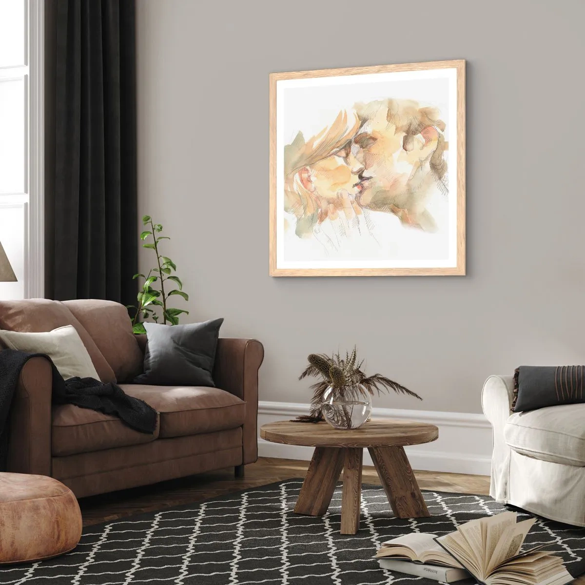 Poster in einem Rahmen aus heller Eiche - Hälfte gefunden? - 30x30 cm