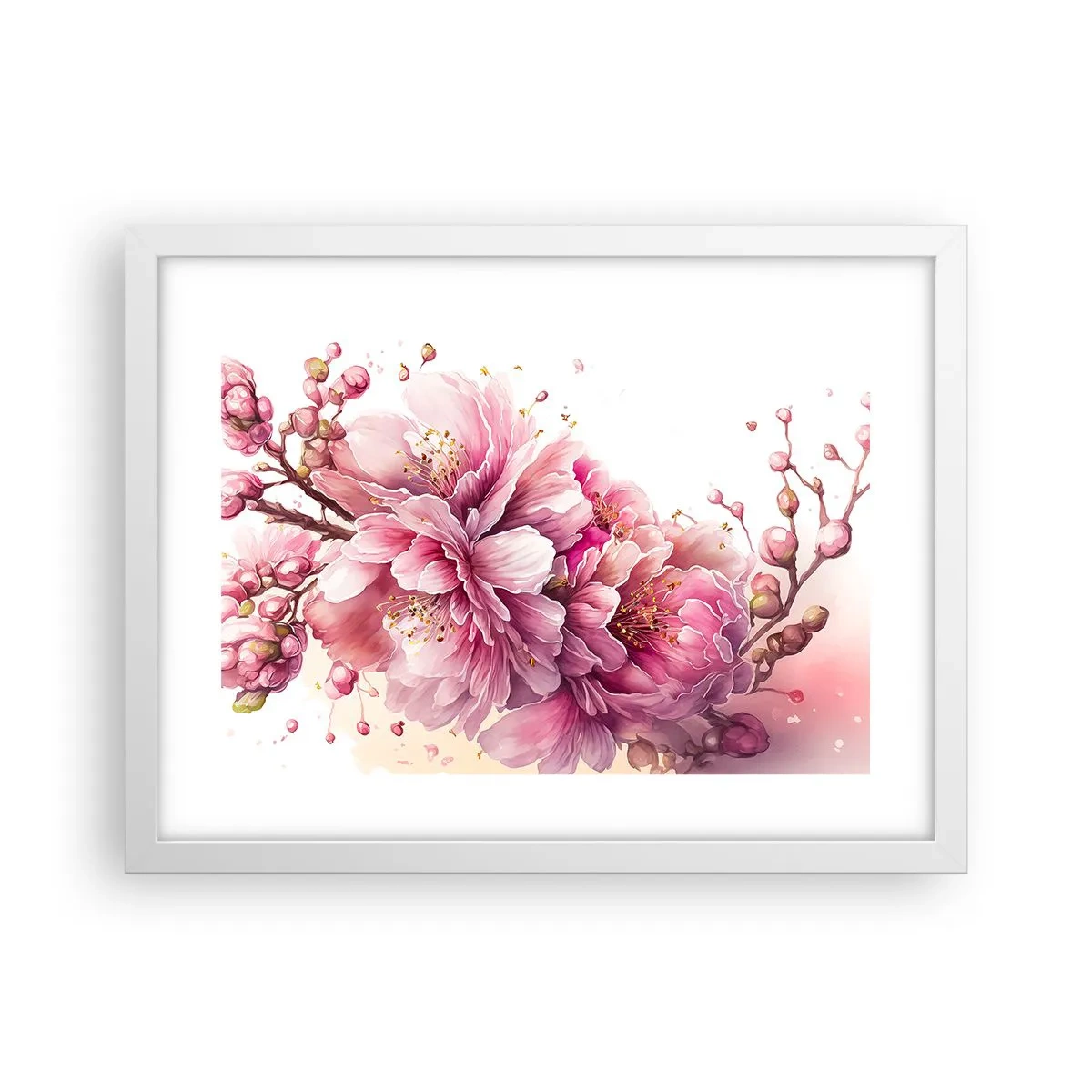 Poster in einem weißen Rahmen - Kirschblütenblüte - 40x30 cm