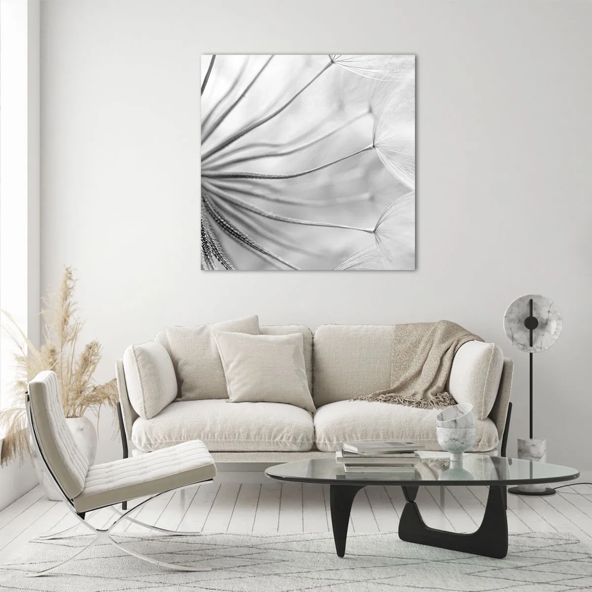 Glasbild - Bild auf glas - Löwenzahn, Drachen - 70x70 cm