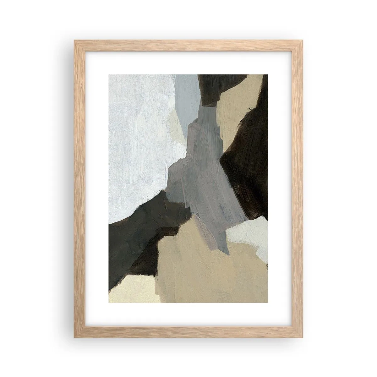 Poster in einem Rahmen aus heller Eiche - Abstraktion: Scheideweg des Graus - 30x40 cm