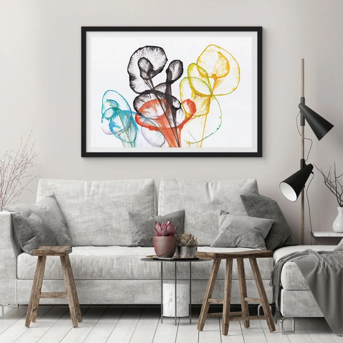 Poster in einem schwarzem Rahmen - Blumen mit Seele - 50x40 cm