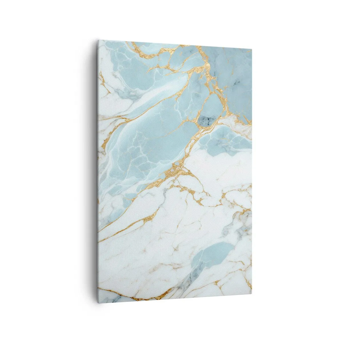 Bild auf Leinwand - Leinwandbild - Blaue und weiße Marmormuster mit zusätzlichen goldenen Adern - 80x120cm - Reichtum des Steins - Moderne Wanddekoration für Wohnzimmer und Schlafzimmer ARTTOR