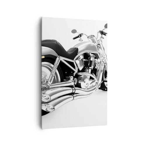 Bild auf Leinwand - Leinwandbild - Chrom Motorrad auf weißem Hintergrund - 80x120cm - Ein Sammlertraum - Moderne Wanddekoration für Wohnzimmer und Schlafzimmer ARTTOR