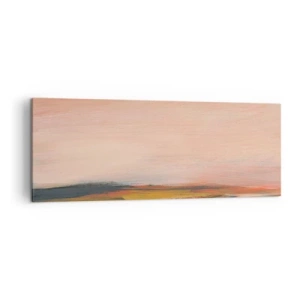 Bild auf Leinwand - Leinwandbild - Eine Landschaft in Rosa- und Goldtönen - 140x50cm - In Rosatönen - Moderne Wanddekoration für Wohnzimmer und Schlafzimmer ARTTOR