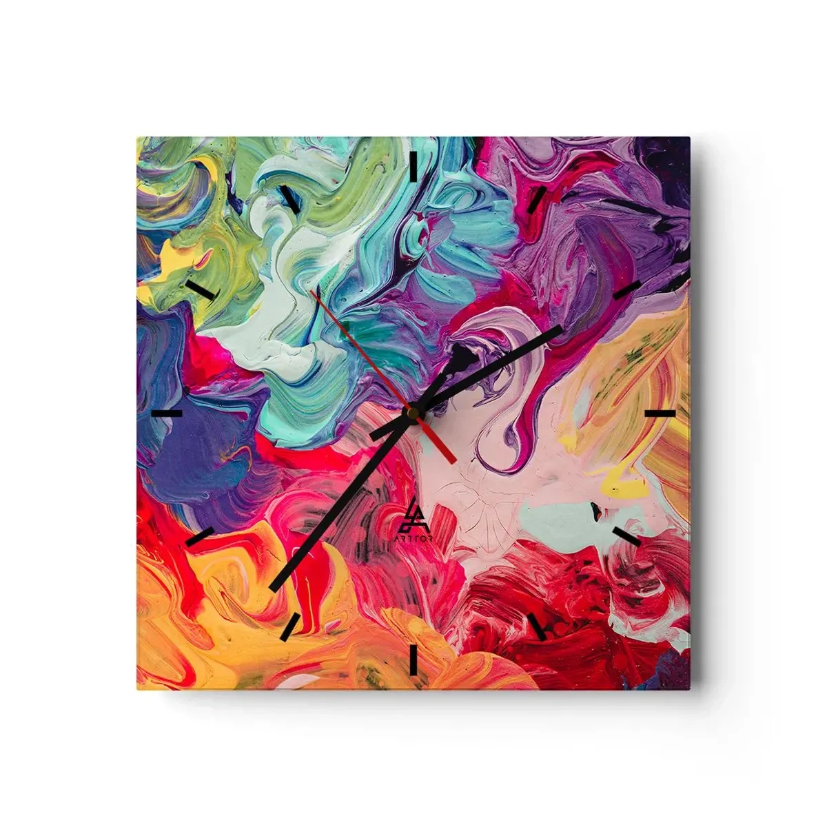 Wanduhr - Glasuhr - Die Geburt der Farben - 40x40 cm