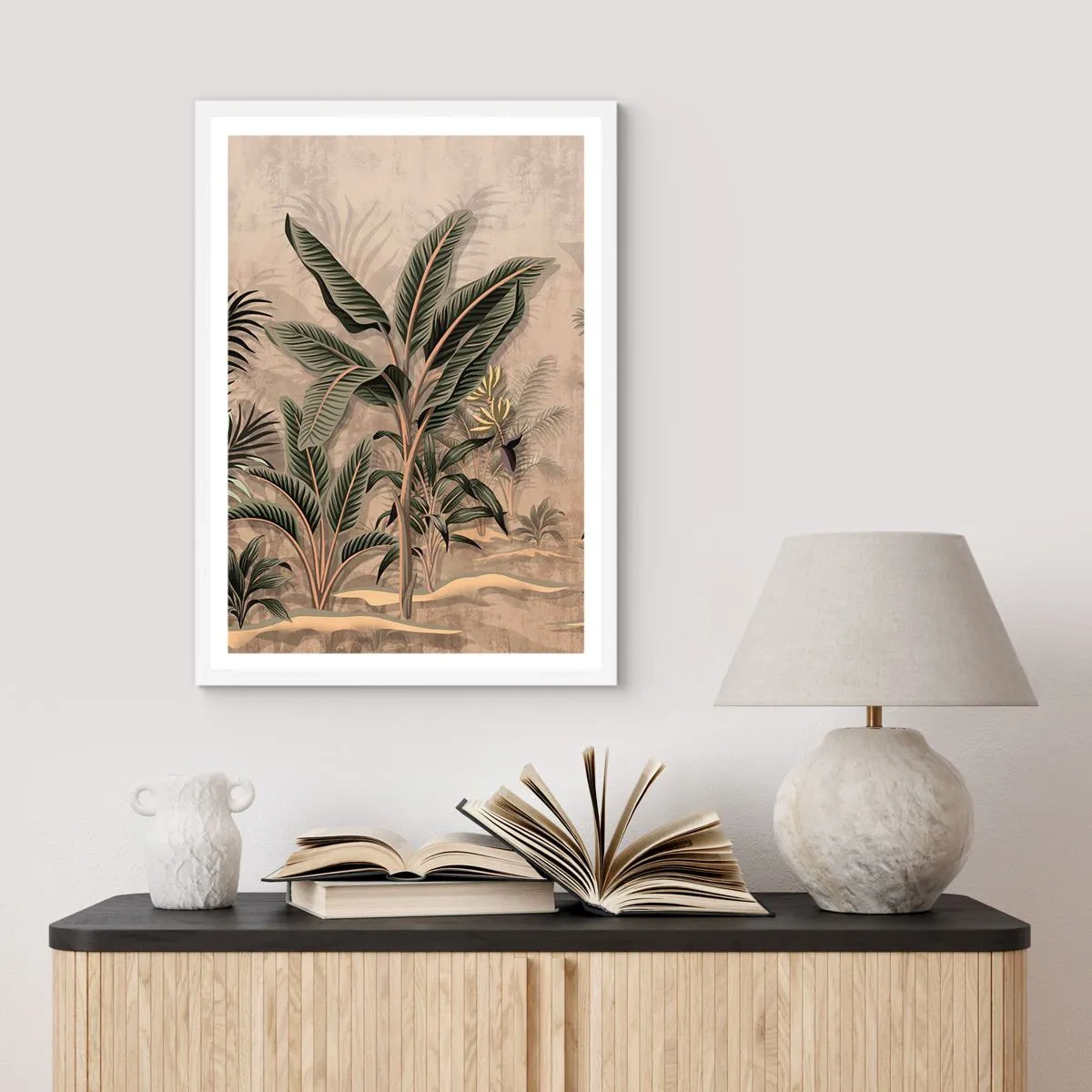 Poster in einem weißen Rahmen - Eine Gravur im Kolonialstil - 70x100 cm