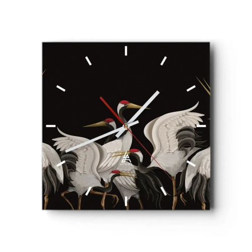 Wanduhr - Glasuhr - Vogelsachen - 40x40 cm